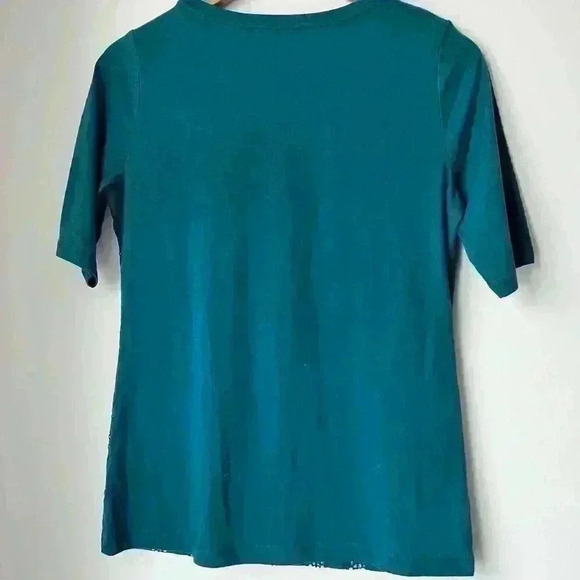Van Heusen Women’s Turquoise Art  to Wear Geometric Pattern T-Shirt Small - Picture 6 of 8